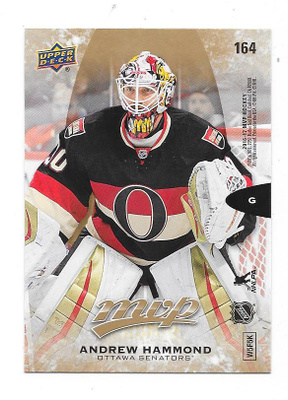 2016-17 UD MVP #164 Andrew Hammond Ottawa Senators MV