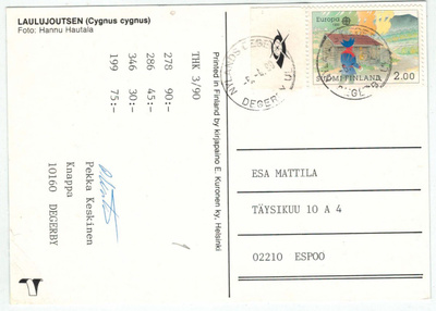 1990 Eurooppa 2,00 mk postikortti