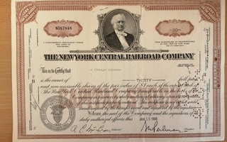 Rautatie New York Central Railroad Company 1968 osakekirja