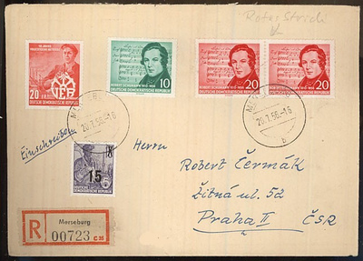 DDR Mi 528-9 ym R-kirje CSR:ään