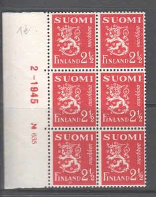 M30 numerokuusilo 2½ mk punainen No: 635