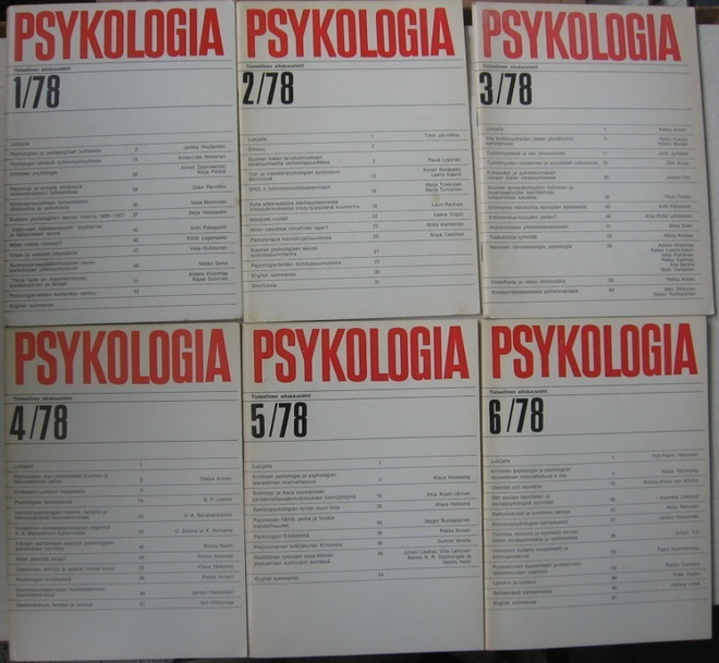 Psykologia 1978. Vuosikerta 6 numeroa.