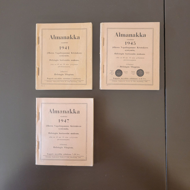 Vanhat Almanakat 1941, 1945 ja 1947 – 3 kpl