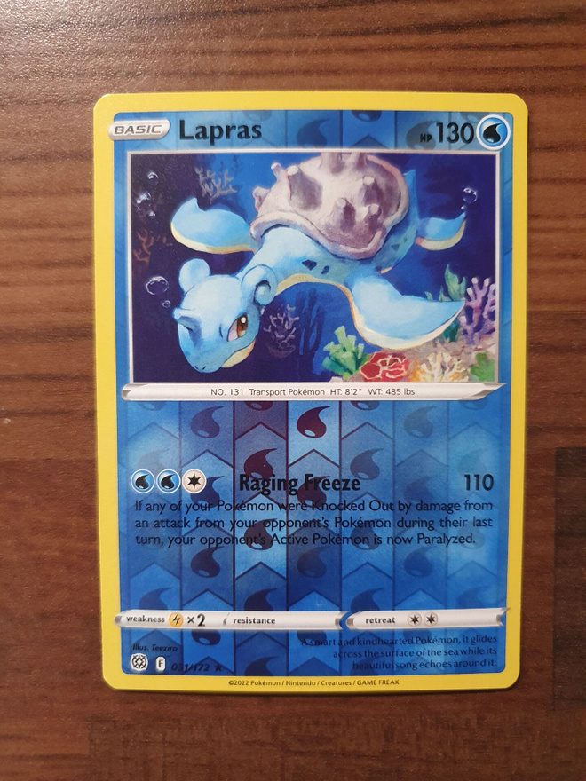 Pokemon Lapras 031/172 Reverse holo rare