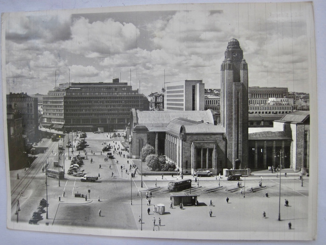 VANHA Postikortti Helsinki 1950-l Rautatie Asema