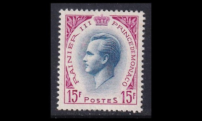 Monaco 509 ** Käyttösarja Rainier III 15 Fr (1955)