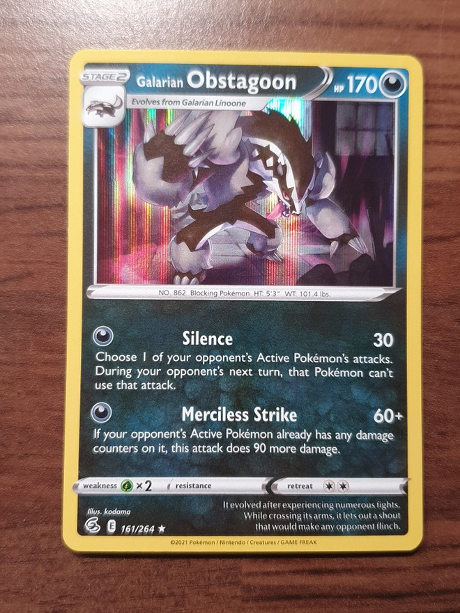 Pokemon Galarian Obstagoon 161/264 Holo Rare