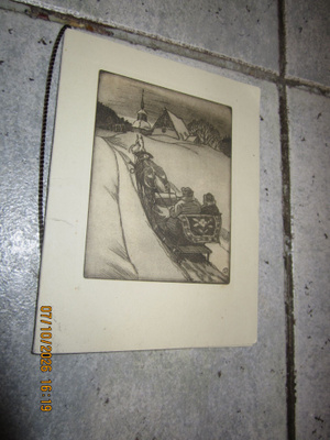 Mannerheim joulukortti 1934-1935 harvinainen etsaus
