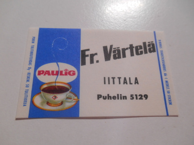 TT Etiketti Paulig Fr. Värtelä Iittala