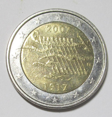Suomi 2 € 2007 - Suomen itsenäisyys 90 vuotta (CIRC)