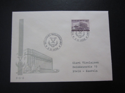 FDC 1956 M54 40 mk Eduskuntatalo