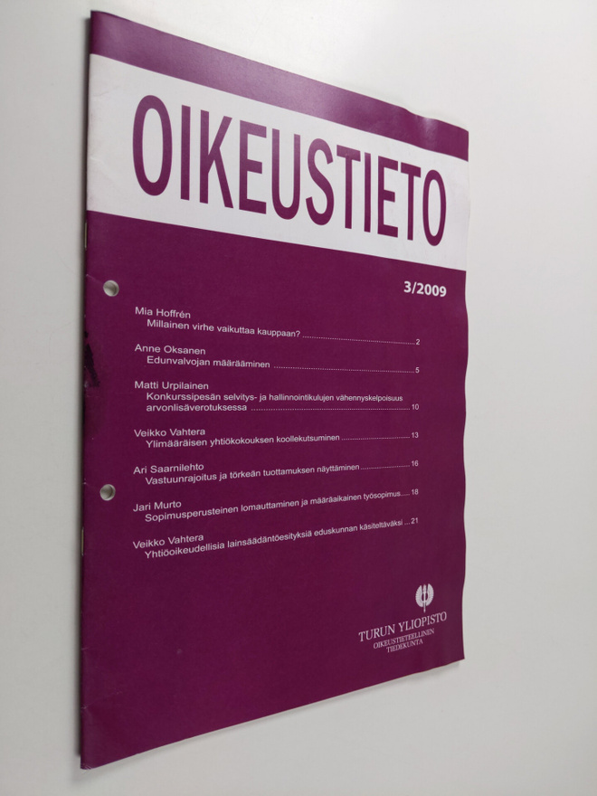 Oikeustieto 3/2009 : Turun yliopiston oikeustieteellisen ...