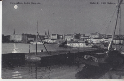 Helsinki eteläsatama kuutamokortti 1905