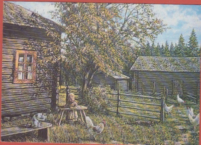 Terho Peltoniemi Lapsi kanat ja kissa pihamaalla