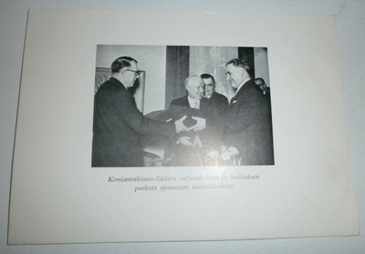 A. I. Virtanen - Nobel-palkittu, kiitoskortti 1965