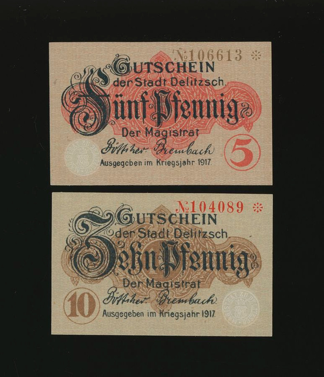 Saksa Notgeld 5, 10 Pfennig, Delitzsch 1917