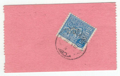 M63 1967 40p sininen postiautoaseman säilytyskuitilla