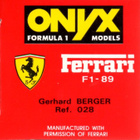 Onyx Ferrari F1-89 -pienoismalli - pikkukuva 4