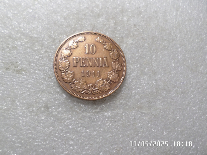 10  Penniä  1911  hienokuntoinen  kl 9  .