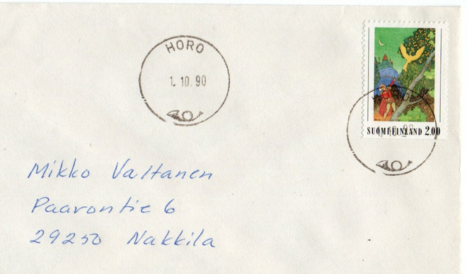 Kirjekuori. HORO leimalla 1.10.90