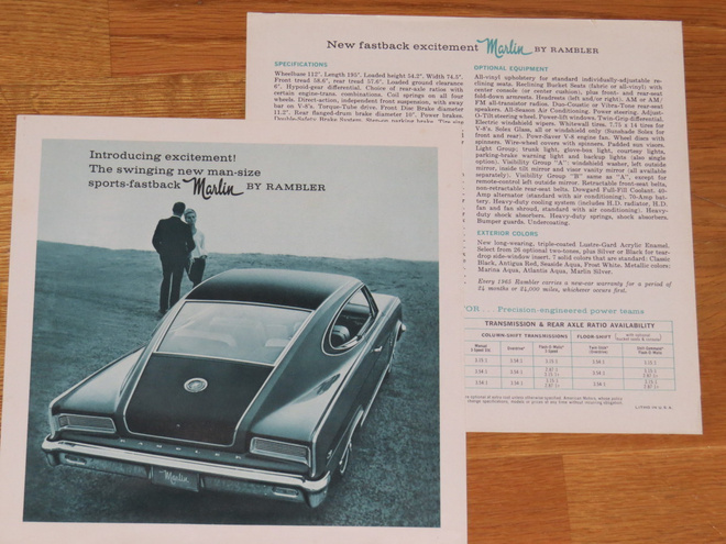 1965 Rambler Marlin  esite - KUIN UUSI - AMC