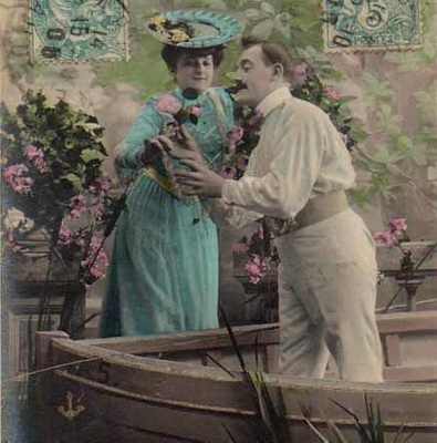 RAKKAUS / Rakastunut pari, soutuvene ja lumpeikko. 1900-l.