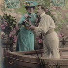 RAKKAUS / Rakastunut pari, soutuvene ja lumpeikko. 1900-l. - pikkukuva 1