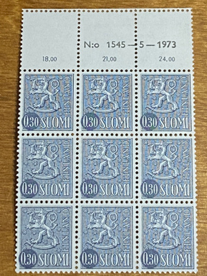 LEIJONA MALLI 1963 0,30MK NUMEROKUUSILO**