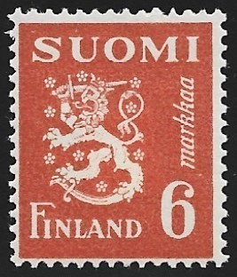 1947 M-30 Leijona 6 mk oranssi ** Lape 323 a SP Lm5