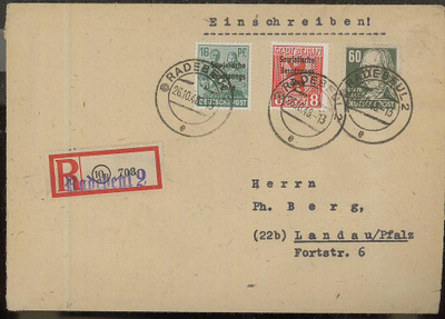 DDR Mi 225 ym R-kirje