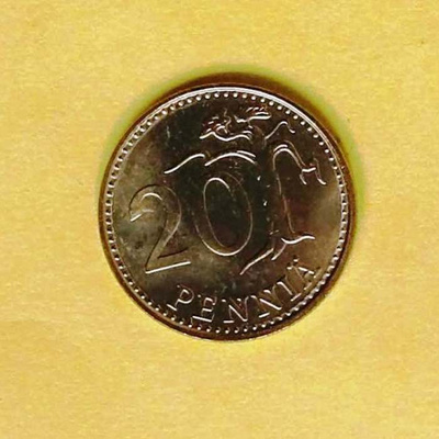 SUOMI 20 Penniä 1990 leimakiiltoinen