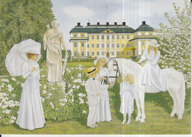 Erkers Marie Persson: Hevonen, ratsastaja, ihmisiä.     e62