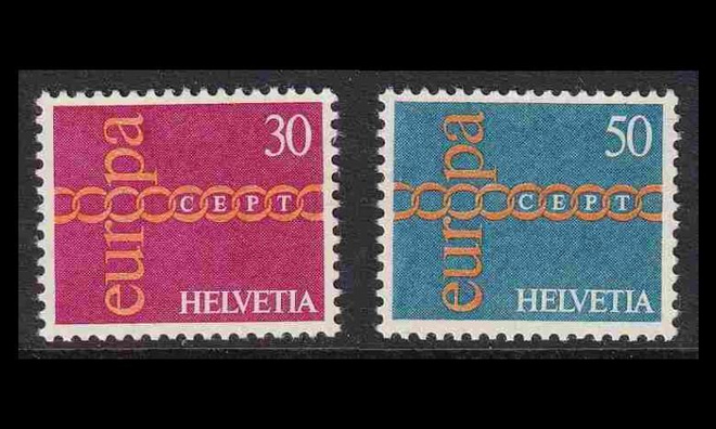 Sveitsi 947-8 ** Europa (1971)