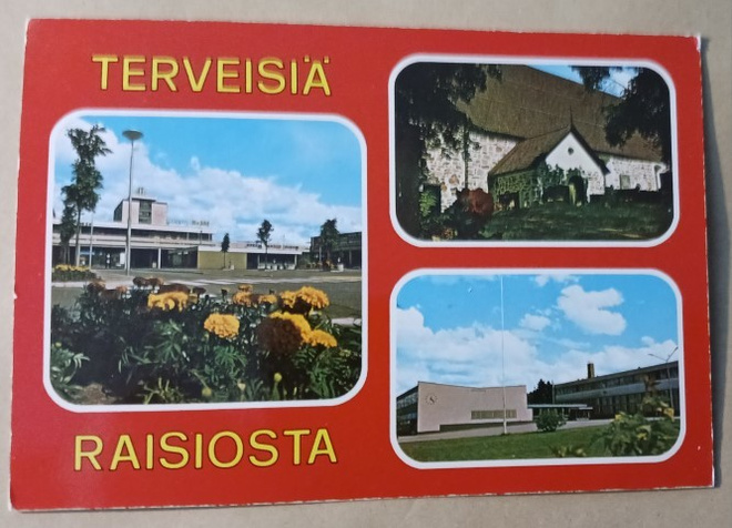 Raisio, monikuvakortti, p. 1983