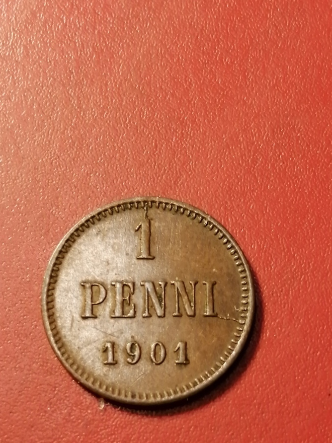 *Suomi *  1 penniä  *1901 *   Copper/Kupari *1+