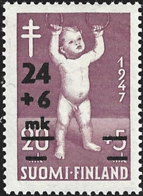 1948 Tuberkuloosi lisäpainama 24 + 6 mk ** LaPe 355 I