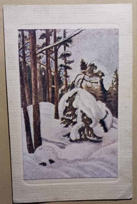 Väinö Blomstedt: Talvimaisema, kehyskortti, p. 1921