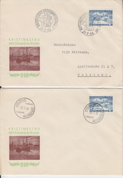 FDC Kristiinankaupunki erikoileima ja FDC leimaus.