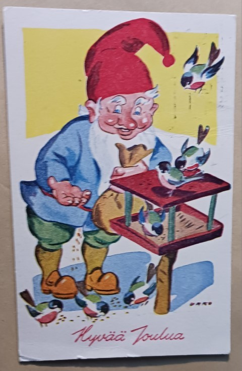 Ukko: Tonttu ruokkimassa lintuja, p. 1944