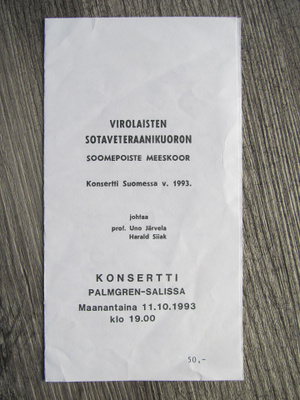 PORI....Virolaisten Sotaveteraanikuoro, konsertti v. 1993.