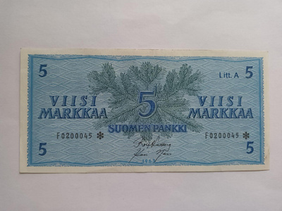 5 Markkaa 1963 Litt. A korvaava seteli