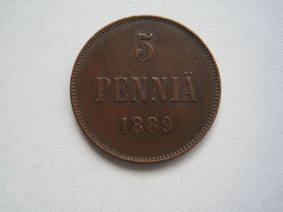 5 PENNIÄ 1889