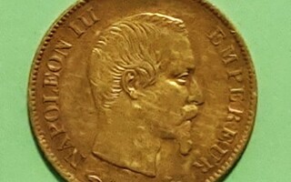 Ranska, 10 Francs 1858, Napoleon III kultaraha.