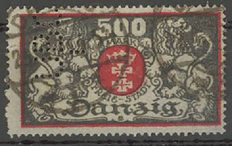 Danzig Mi 120 o Firmenlochnung "UBCL"