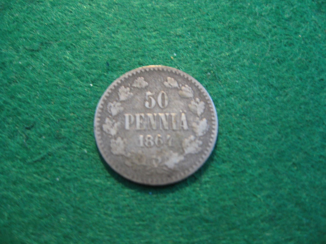 50 penniä 1864 - hopeaa