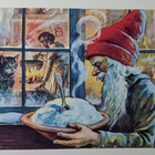 Jenny Nyström: Tonttu puurovadilla ikkunan ääressä, p. 1973 - pikkukuva 1
