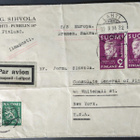 Lento/laiva -kirje Kivi-merkein, Lahti-New York 1934 - pikkukuva 1