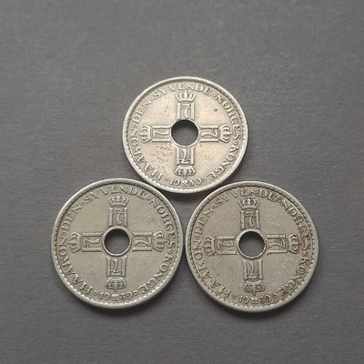 Norja 1 krone 1950,1939,1939