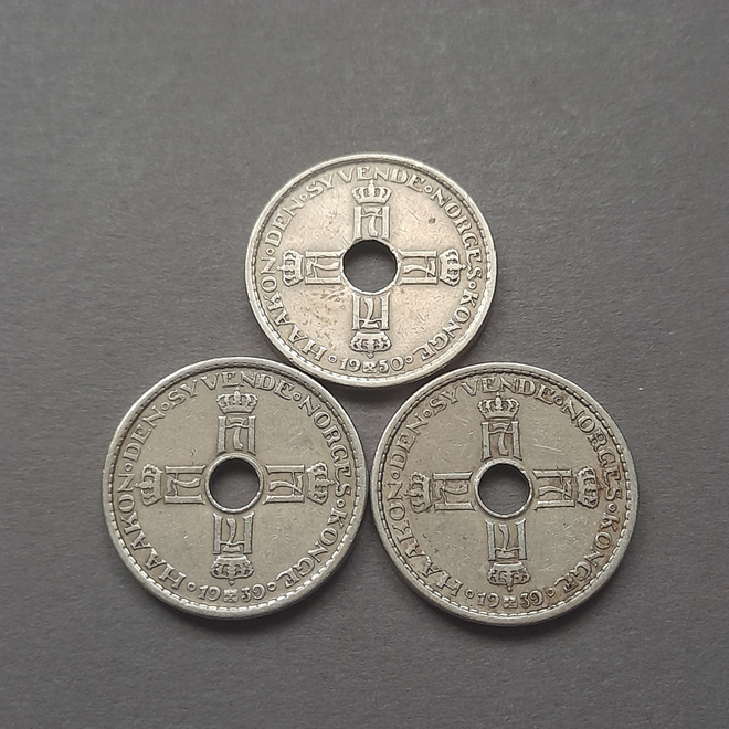 Norja 1 krone 1950,1939,1939