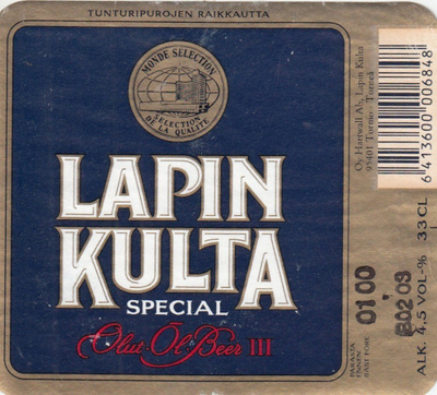 Olutetiketti Lapin Kulta Special III Olut ,  a3